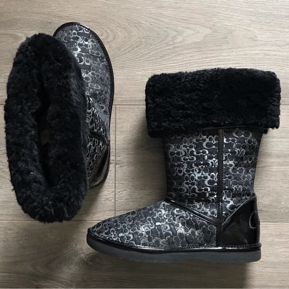 ✨Women’s Coach Black Nikole Midcalf Signature Boots - Picture 2 of 13